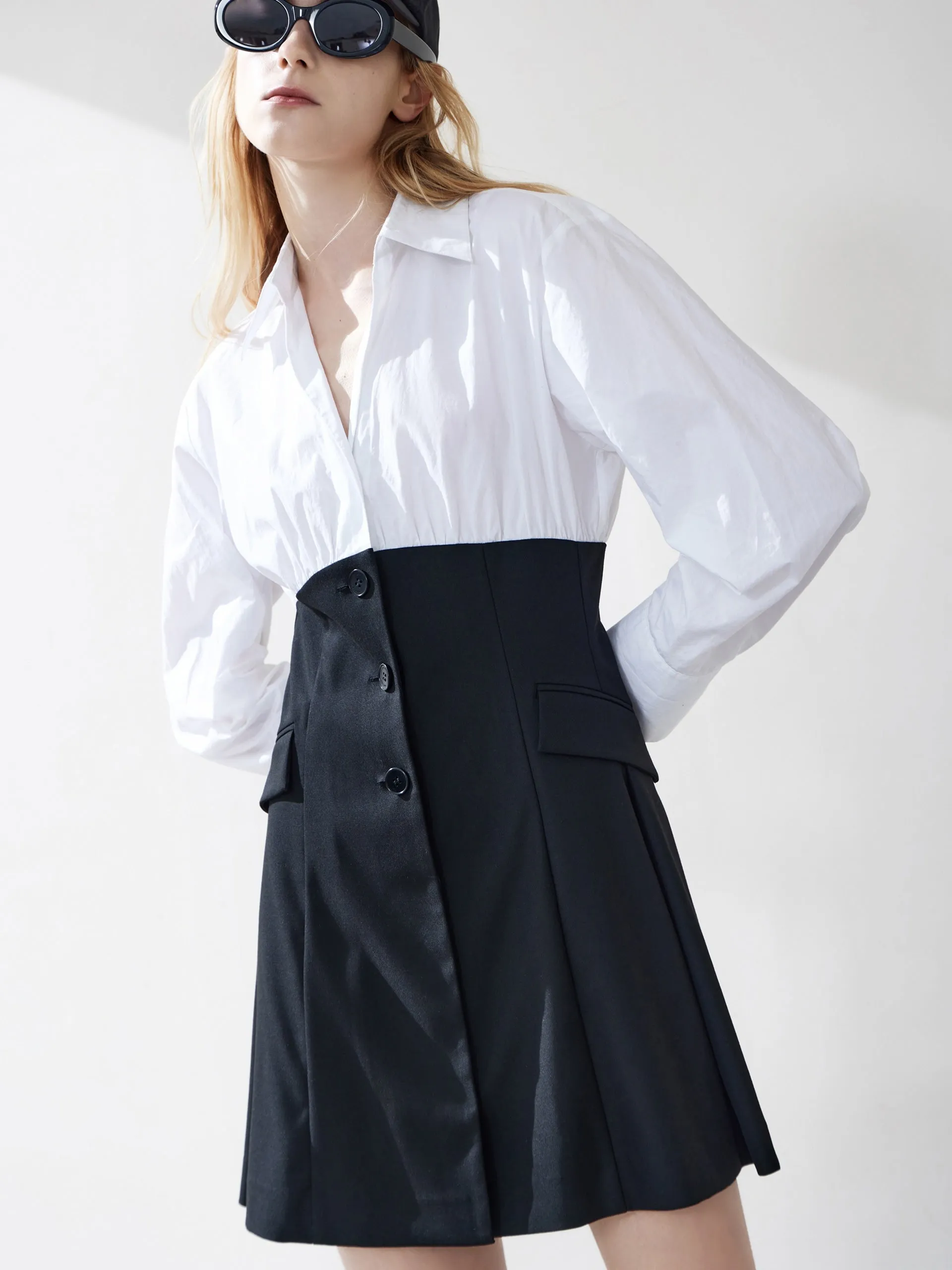 Contrast Cotton Shirt Dress