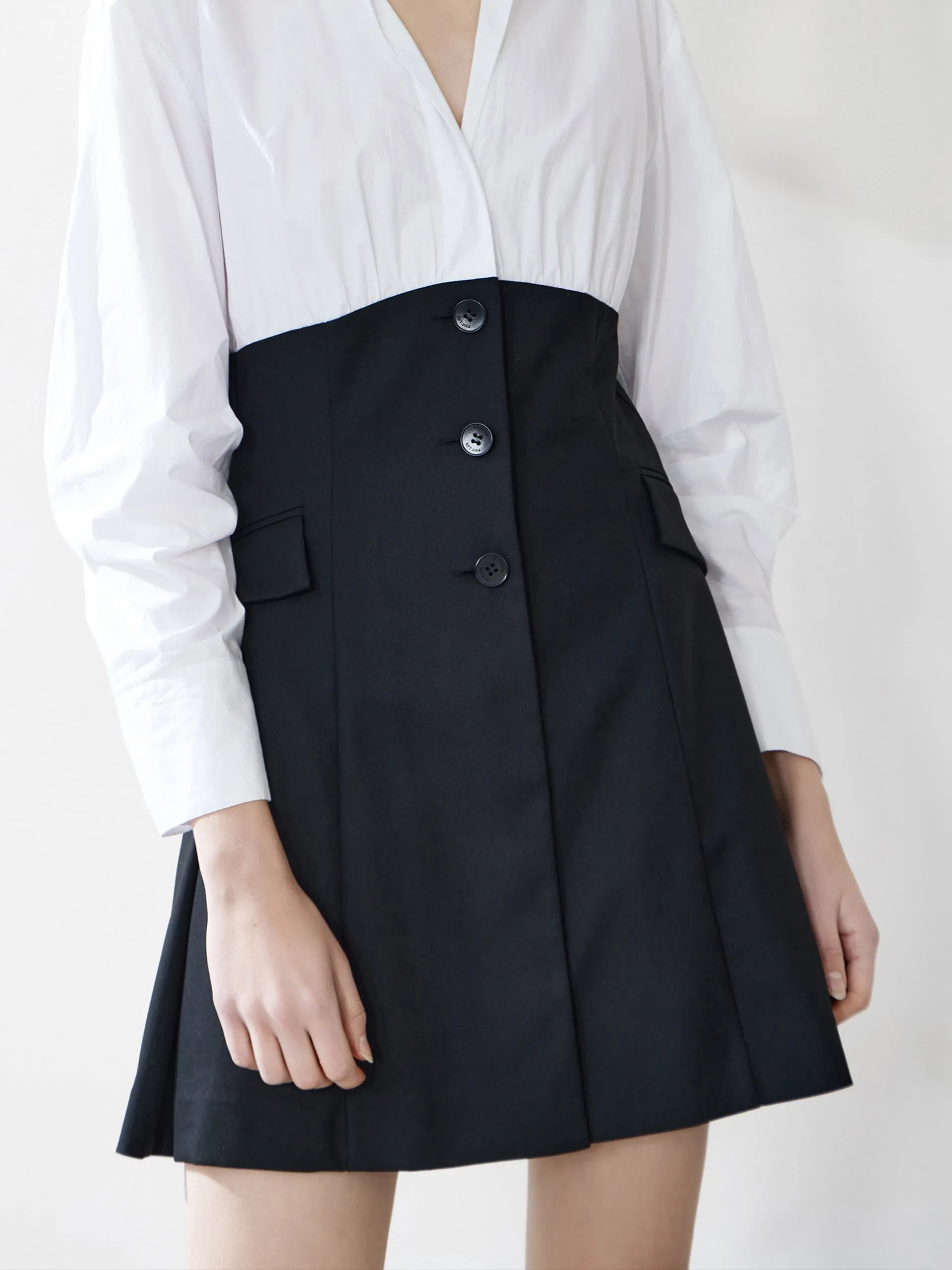 Contrast Cotton Shirt Dress