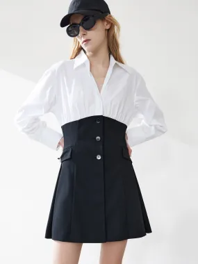 Contrast Cotton Shirt Dress