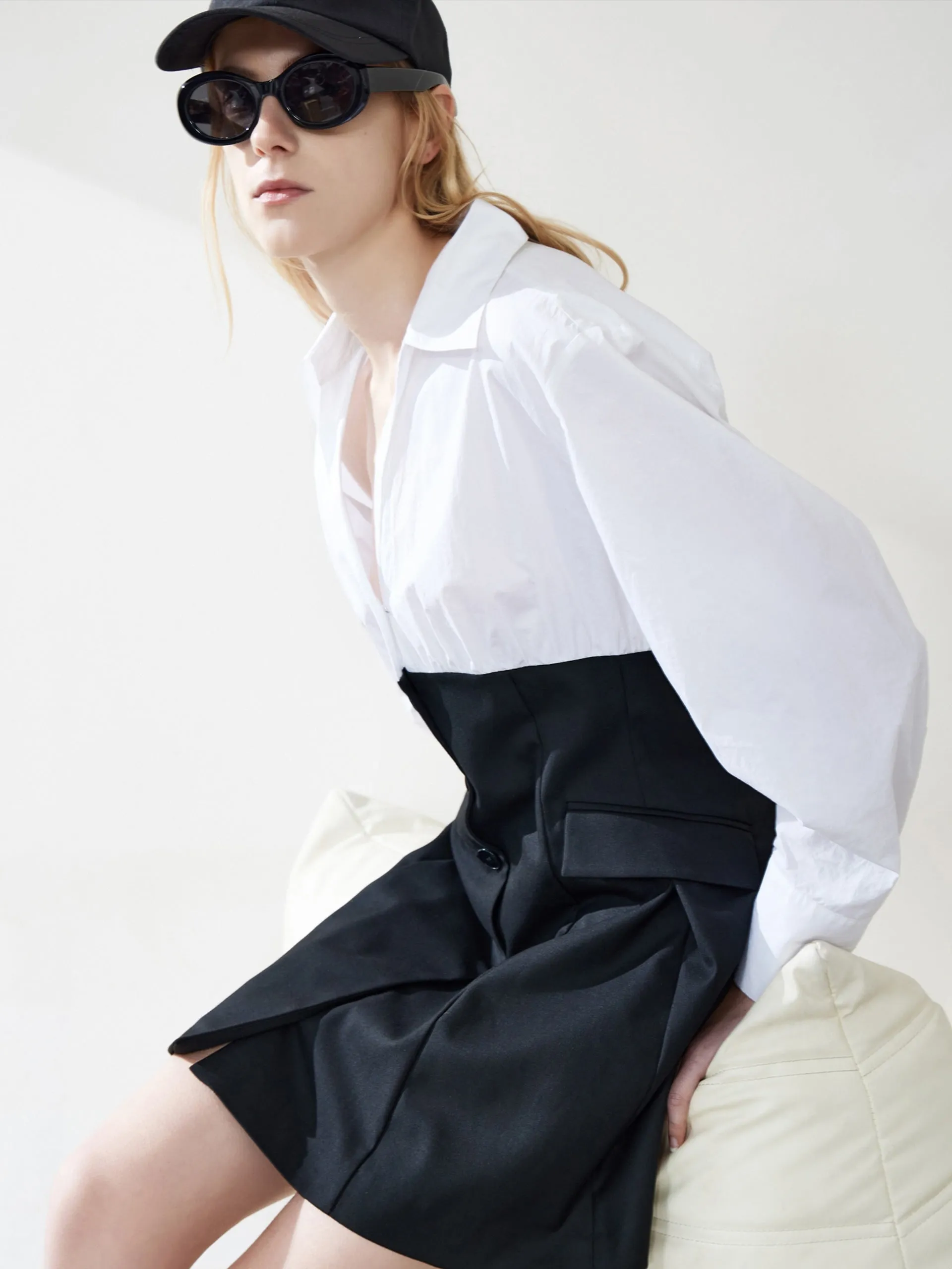 Contrast Cotton Shirt Dress