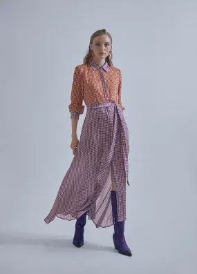Contrast houndstooth dress