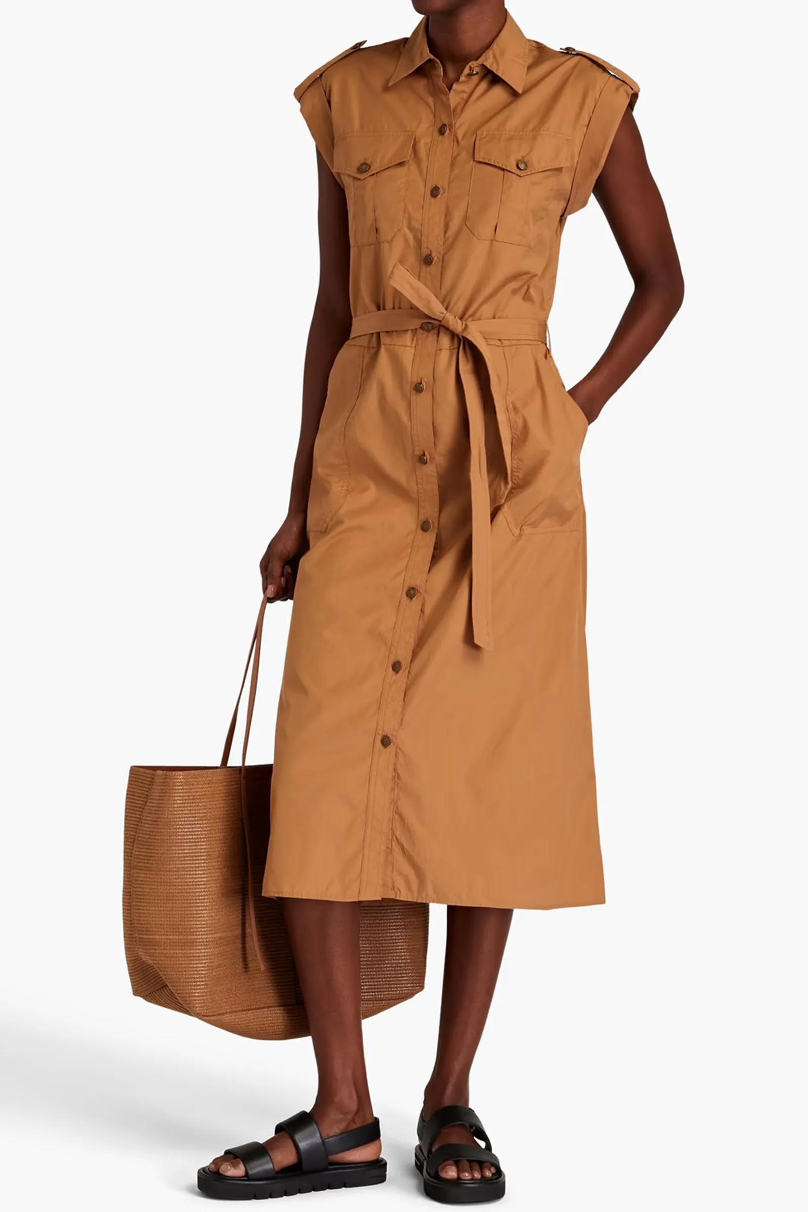 Cotton-Poplin Midi Shirt Dress