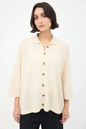 Cream Wool & Linen Big Shirt