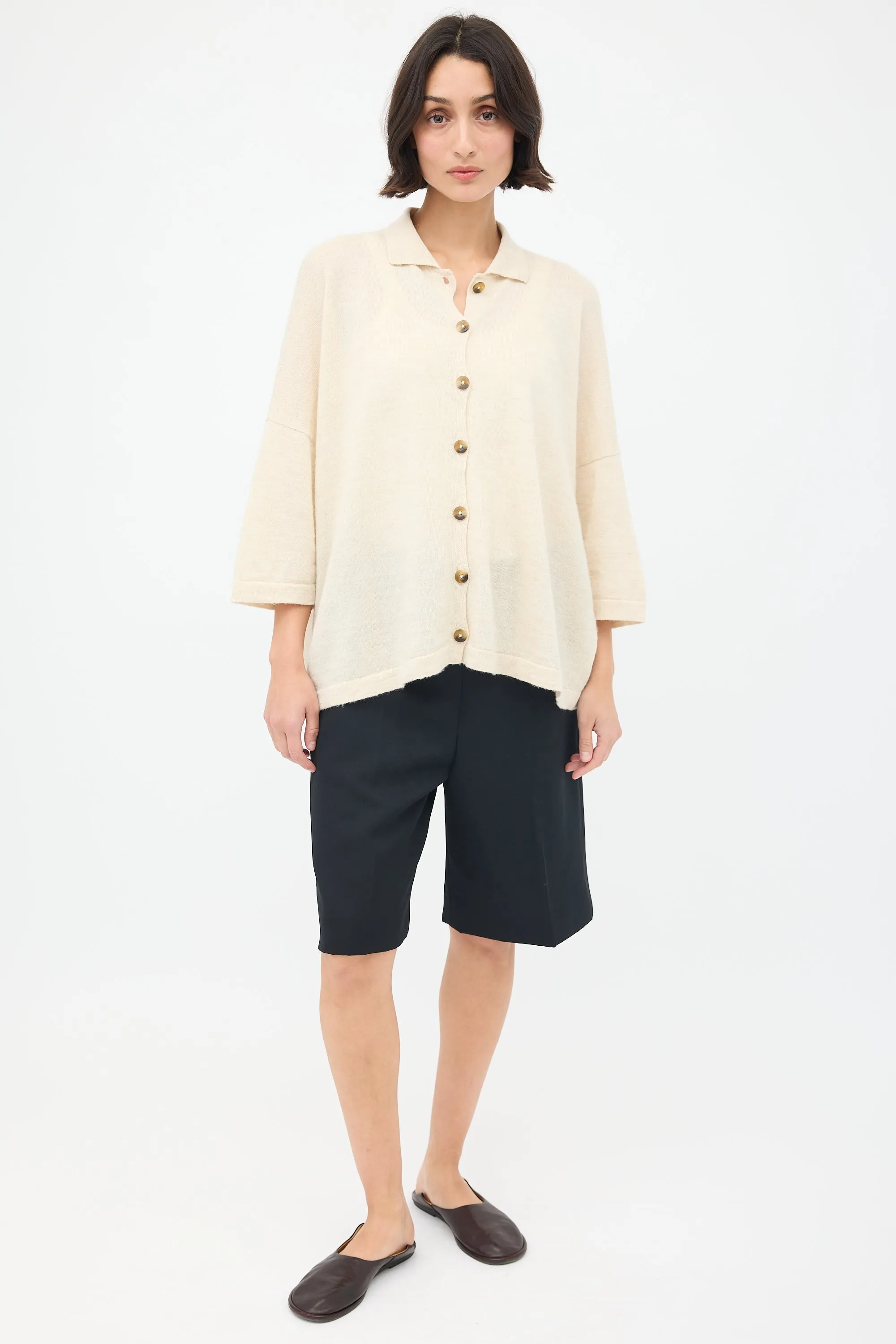 Cream Wool & Linen Big Shirt