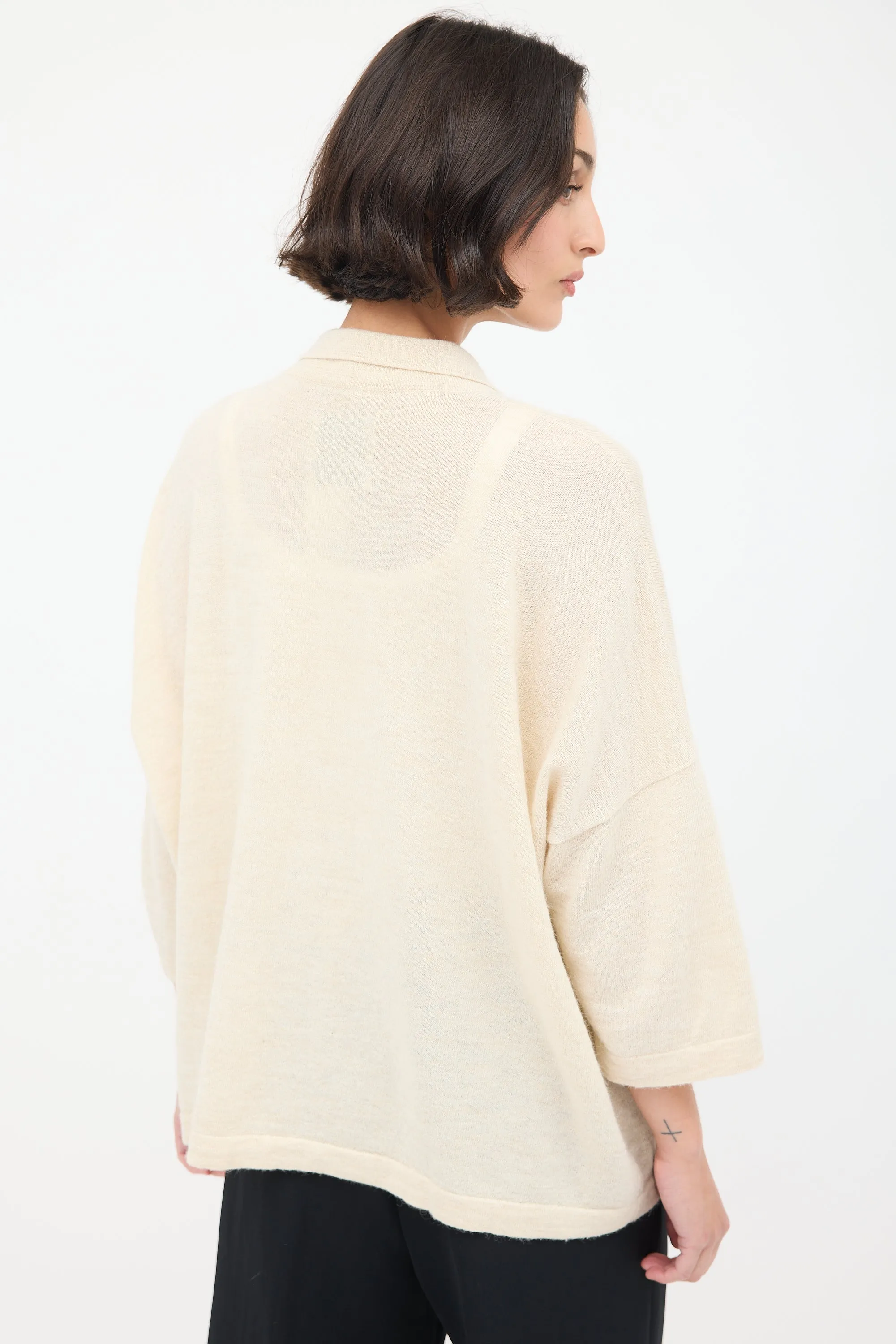 Cream Wool & Linen Big Shirt