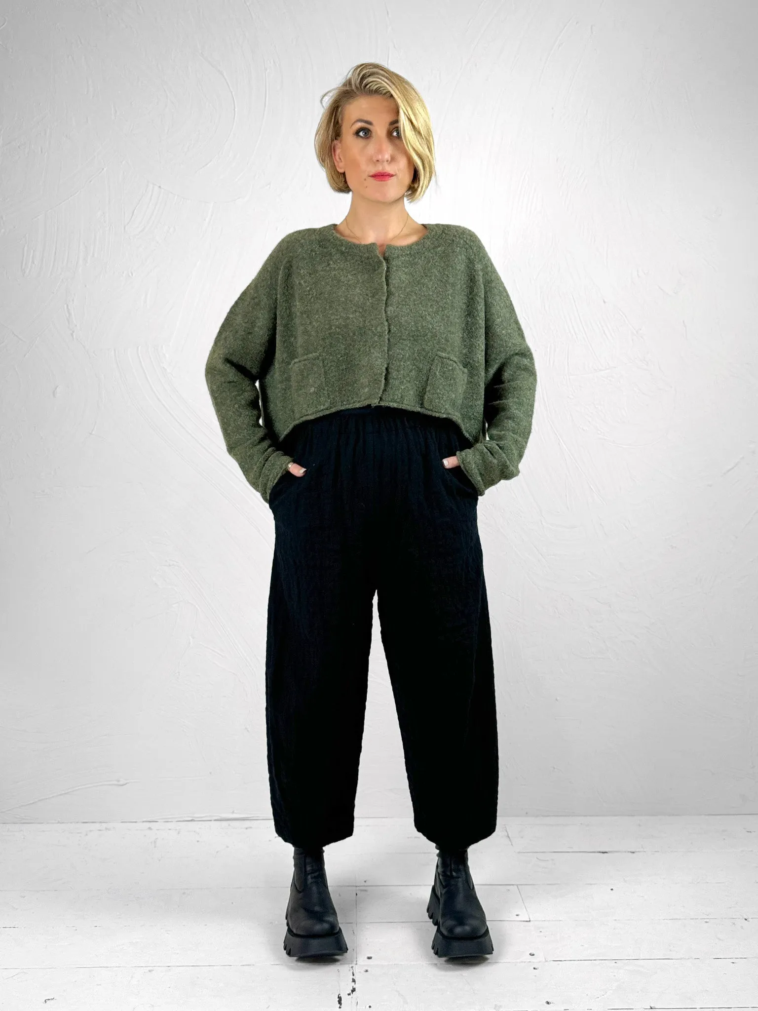Cropped Knitted Cardigan - 3317102 Cardigan - 2 Colours
