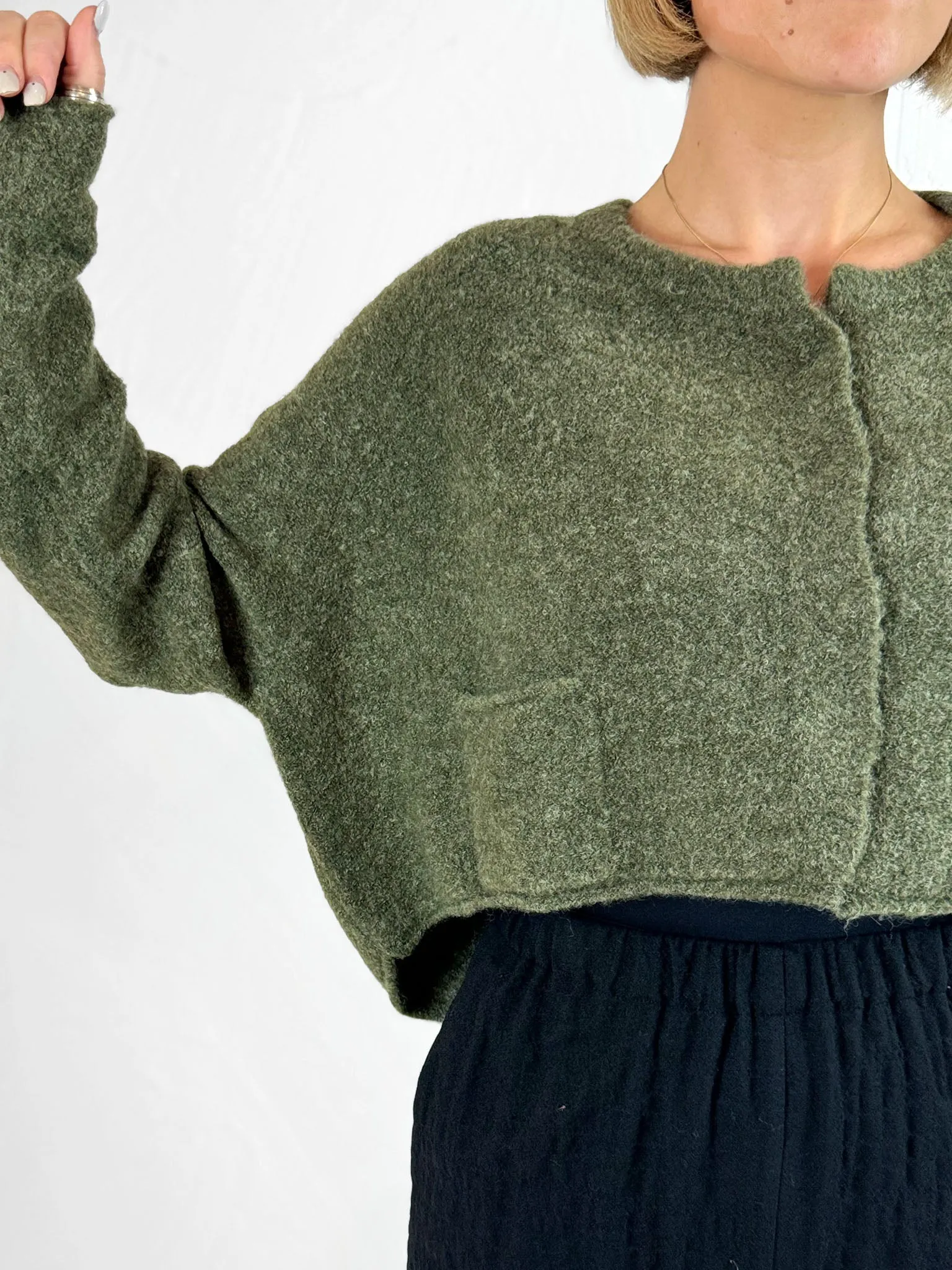 Cropped Knitted Cardigan - 3317102 Cardigan - 2 Colours