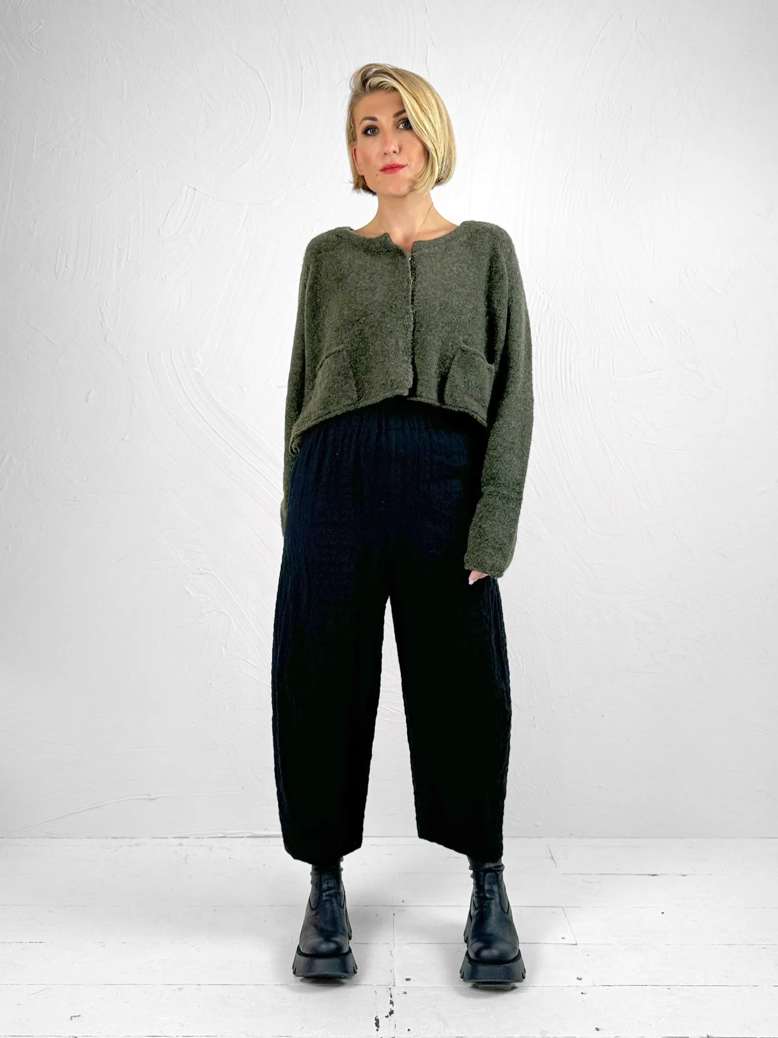 Cropped Knitted Cardigan - 3317102 Cardigan - 2 Colours