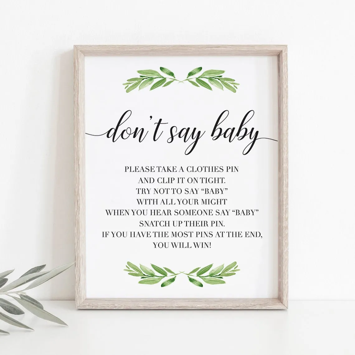 Don't Say Baby Game Sign for Gender Neutral Baby Shower