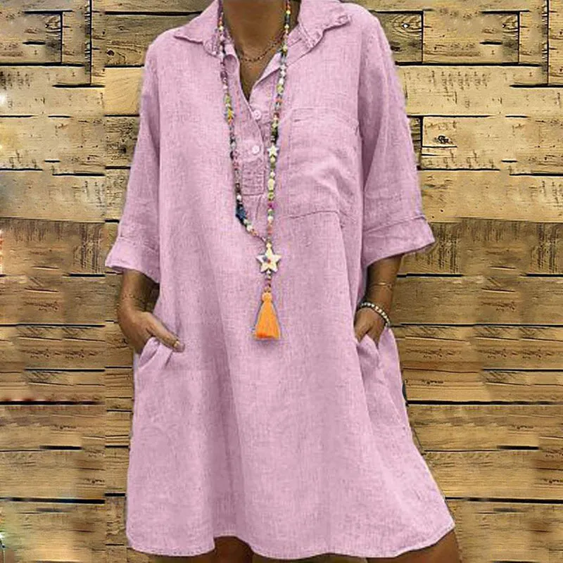 Dress with shirt collar and pockets - perfect for everyday use