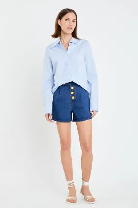 English Factory - Cuff Sleeve Accent Collar Poplin Dress Shirt