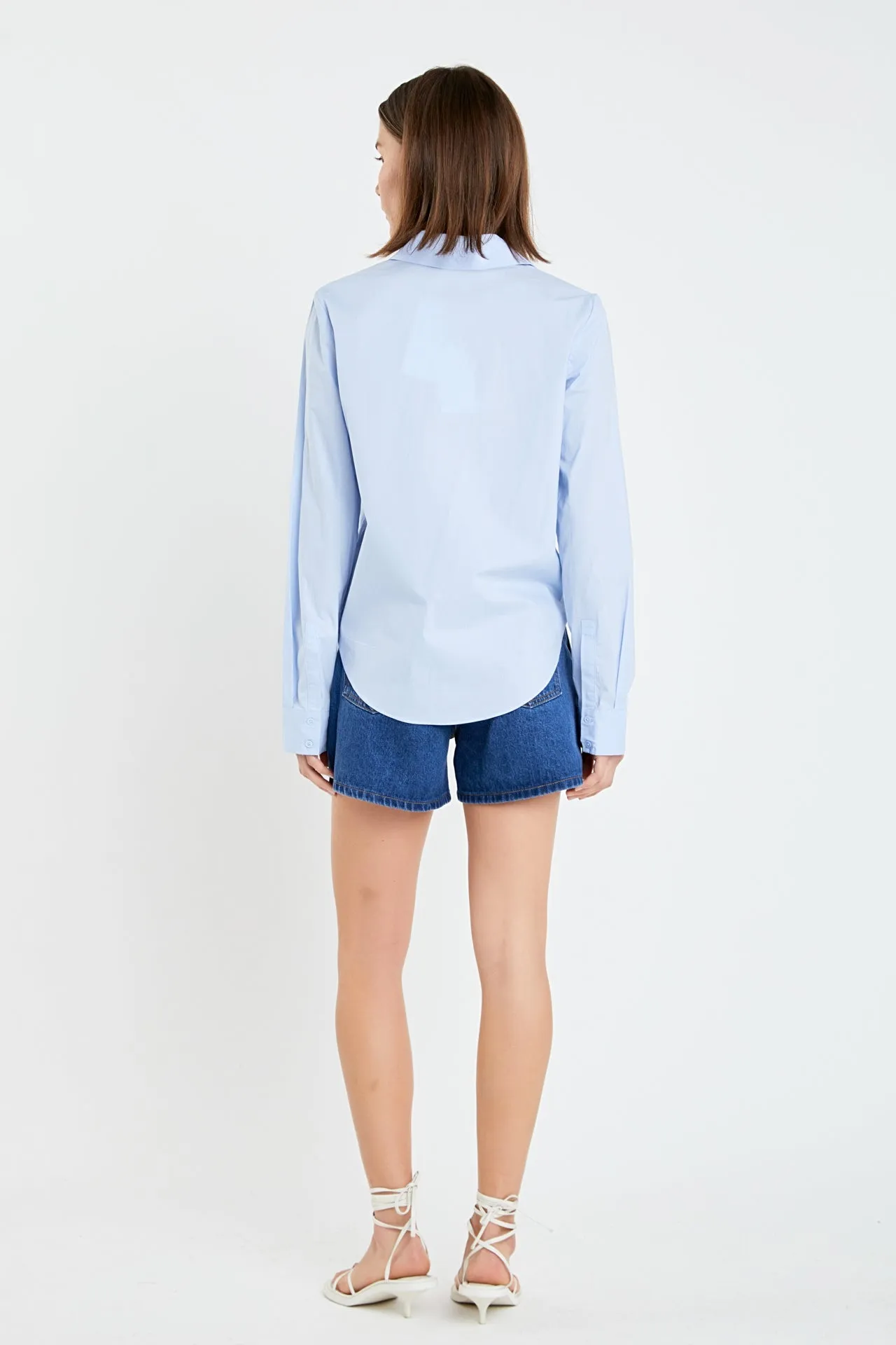 English Factory - Cuff Sleeve Accent Collar Poplin Dress Shirt