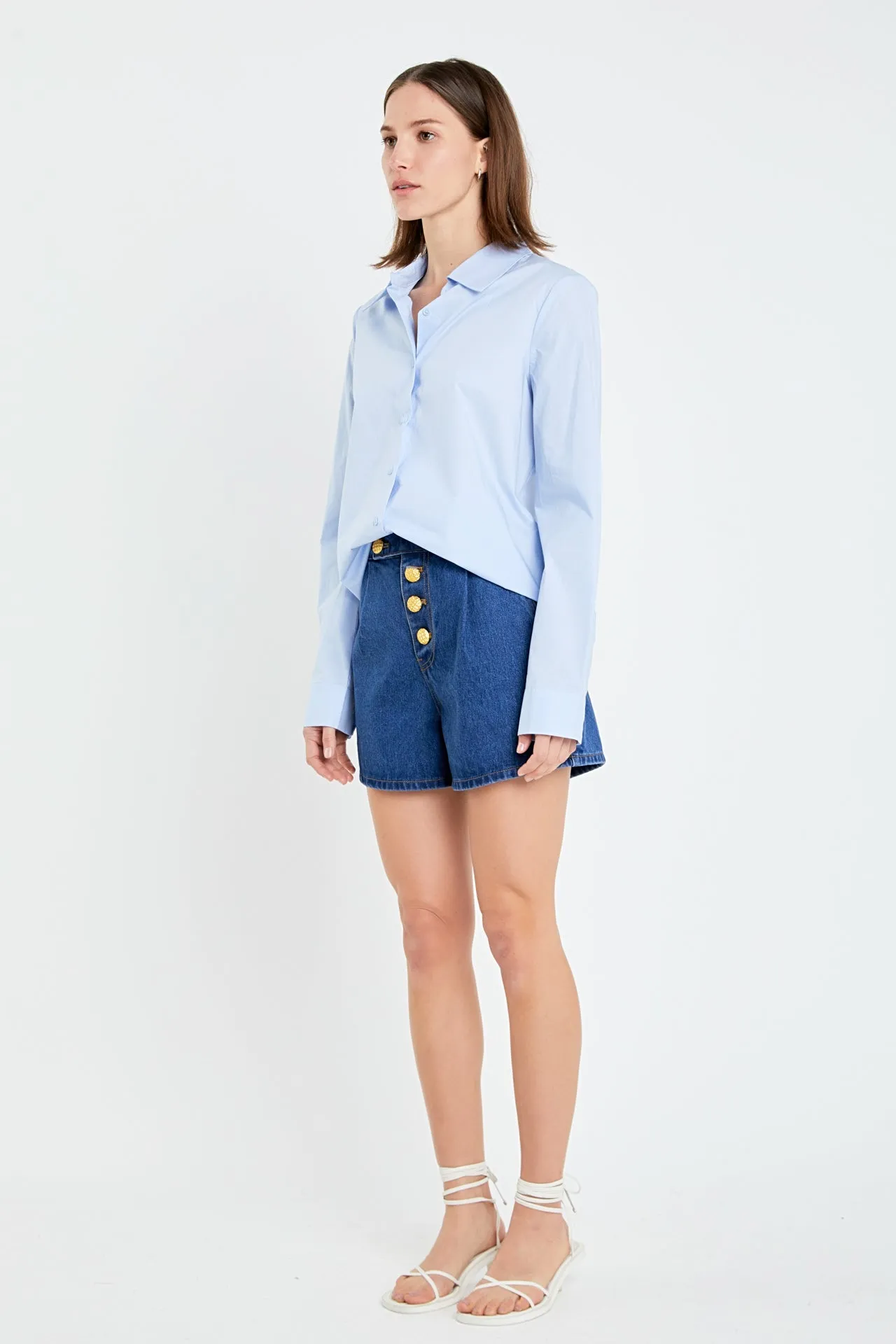 English Factory - Cuff Sleeve Accent Collar Poplin Dress Shirt
