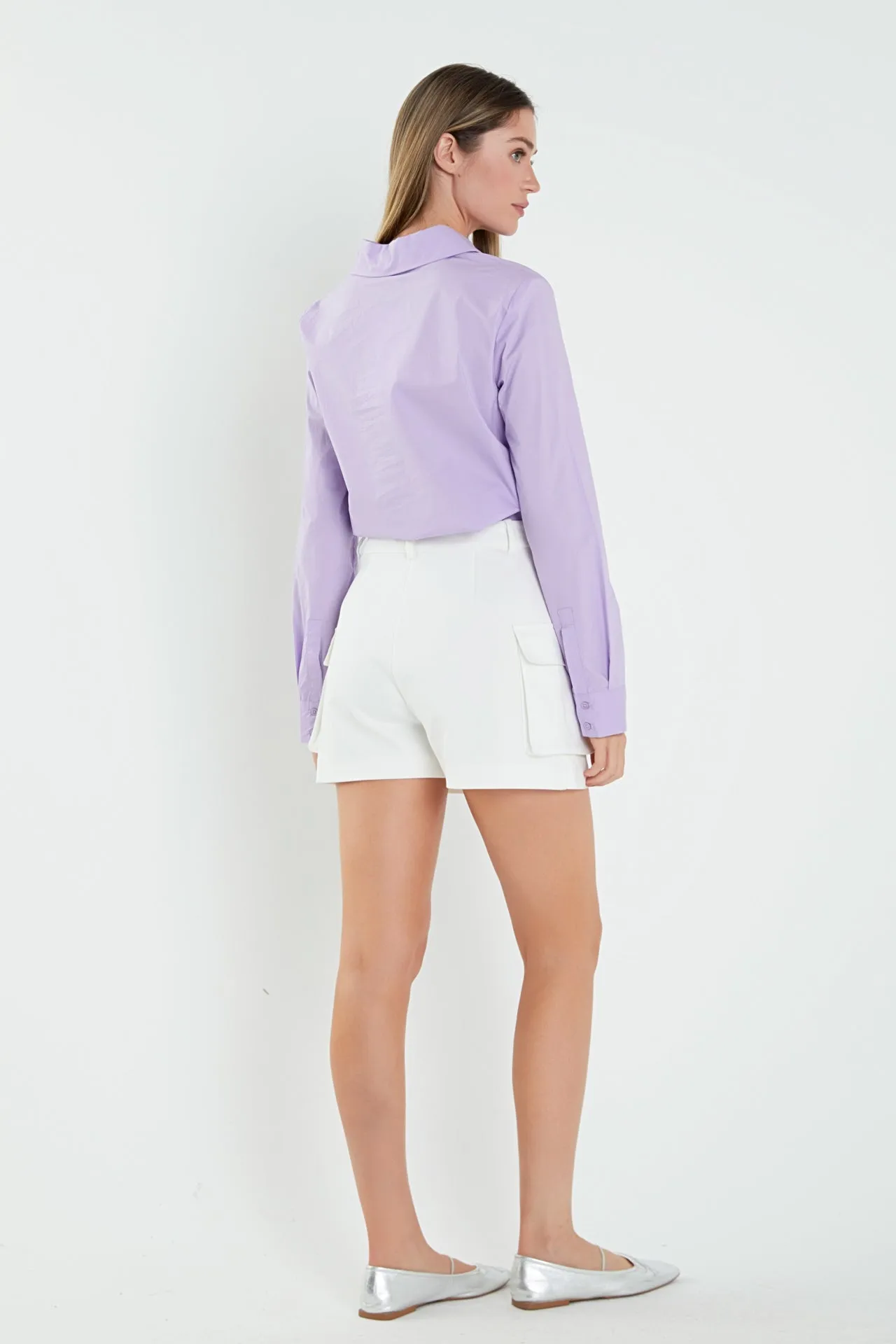 English Factory - Cuff Sleeve Accent Collar Poplin Dress Shirt