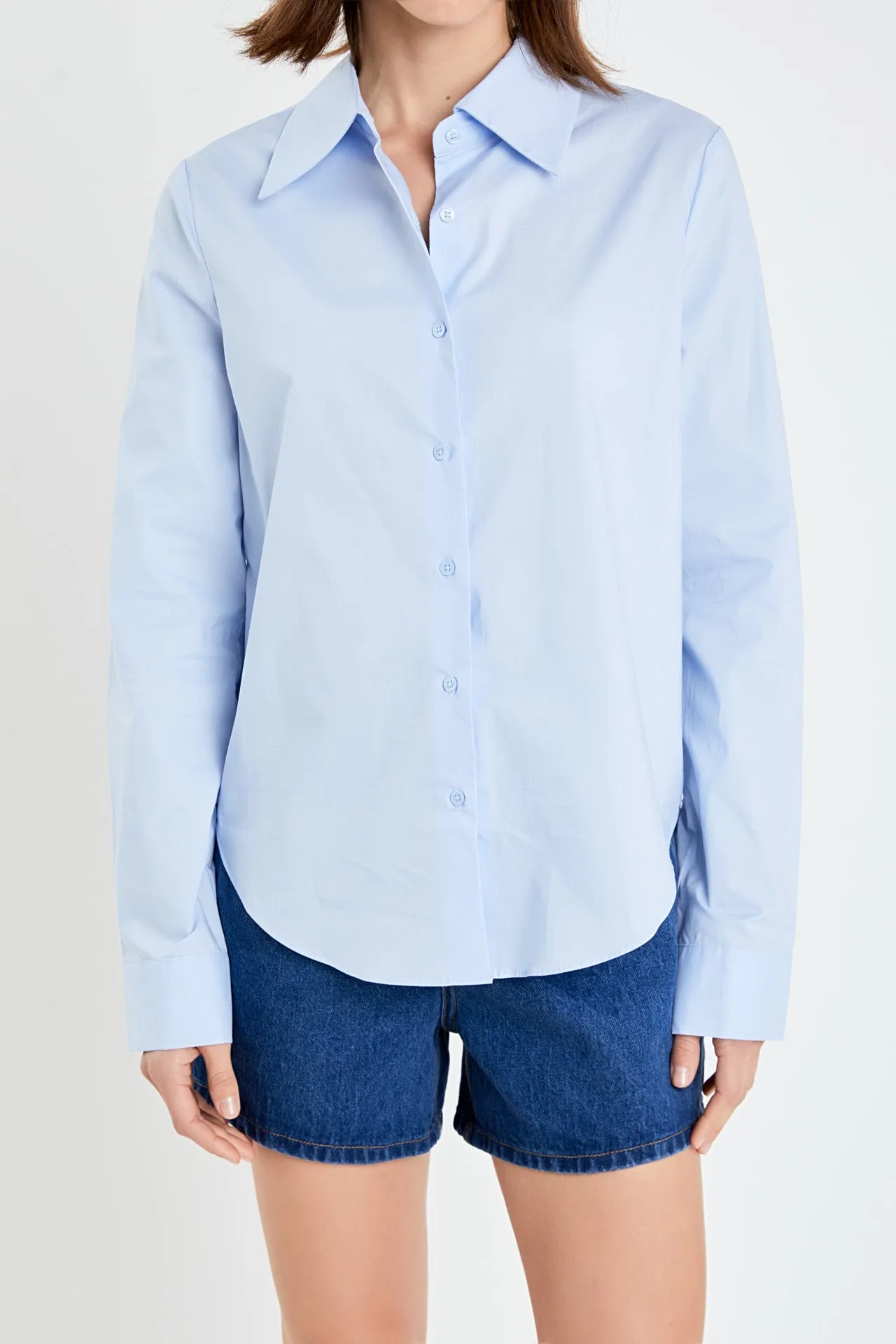 English Factory - Cuff Sleeve Accent Collar Poplin Dress Shirt