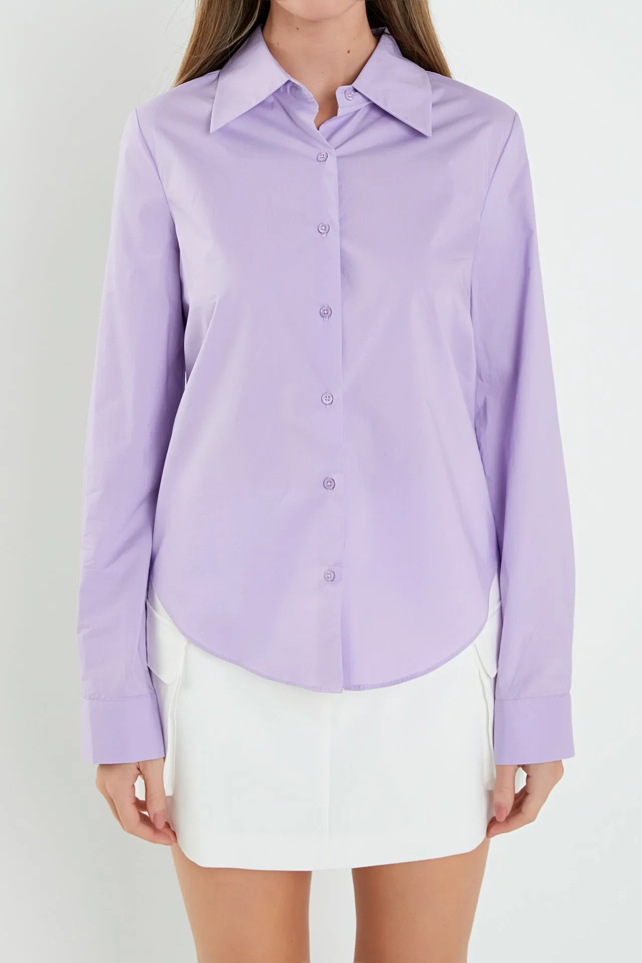 English Factory - Cuff Sleeve Accent Collar Poplin Dress Shirt