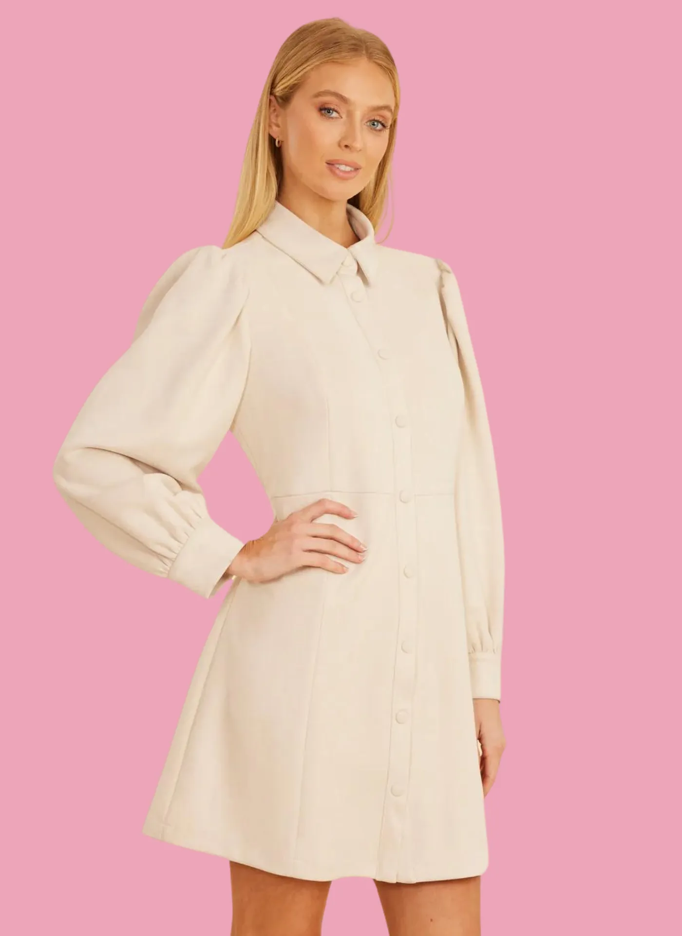 Faux Suede Tailored Dress