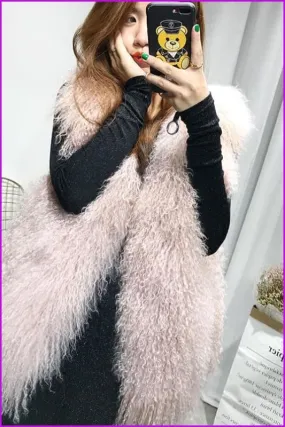 Fur Mongolia Sheep Fur Gilet 60CM O362