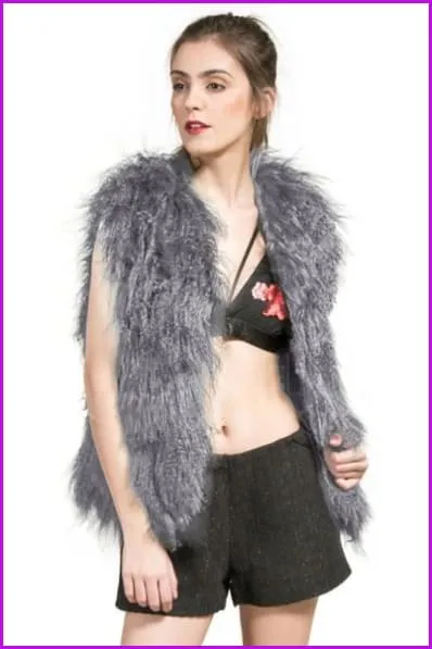 Fur Mongolia Sheep Fur Gilet 60CM O362