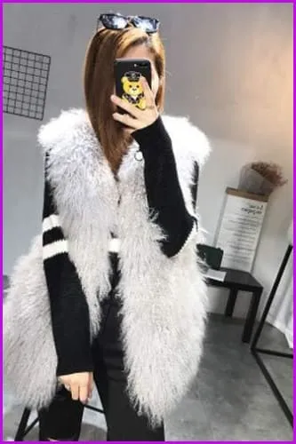 Fur Mongolia Sheep Fur Gilet 60CM O362
