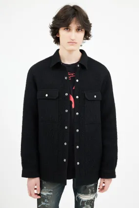 FW 2022 Black Wool Strobe Over Shirt