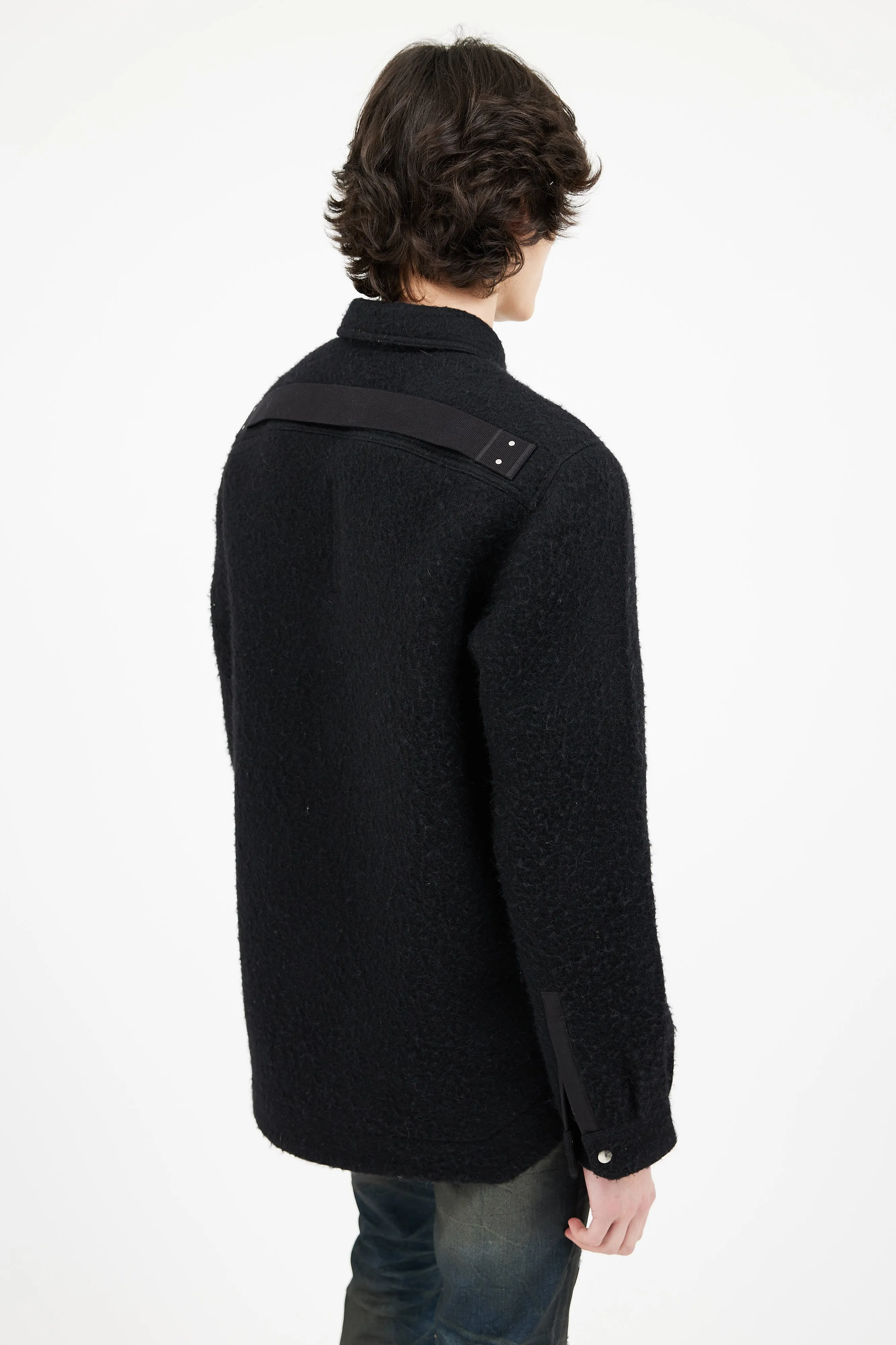 FW 2022 Black Wool Strobe Over Shirt