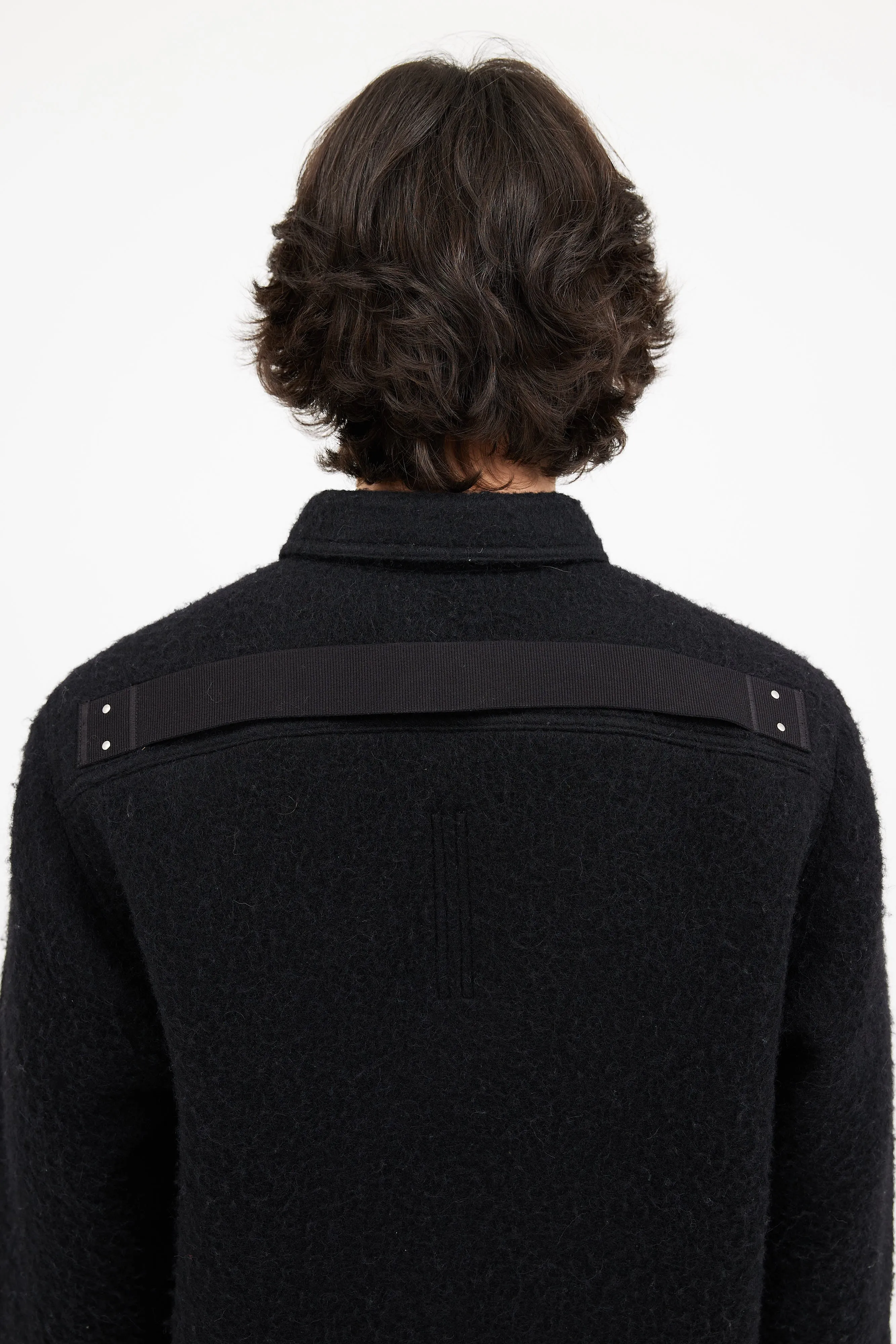 FW 2022 Black Wool Strobe Over Shirt