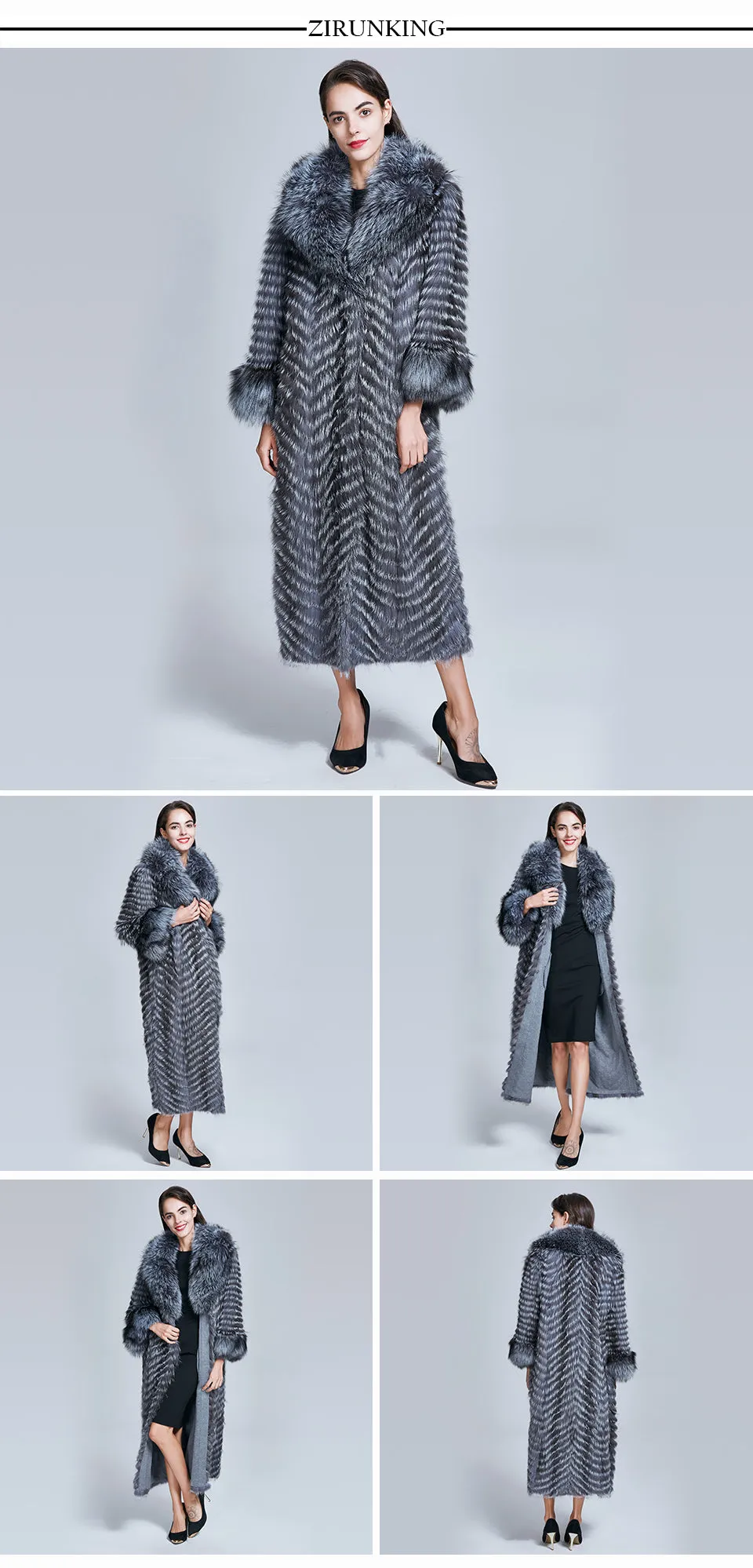 Genuine  Silver Fox Fur Coat