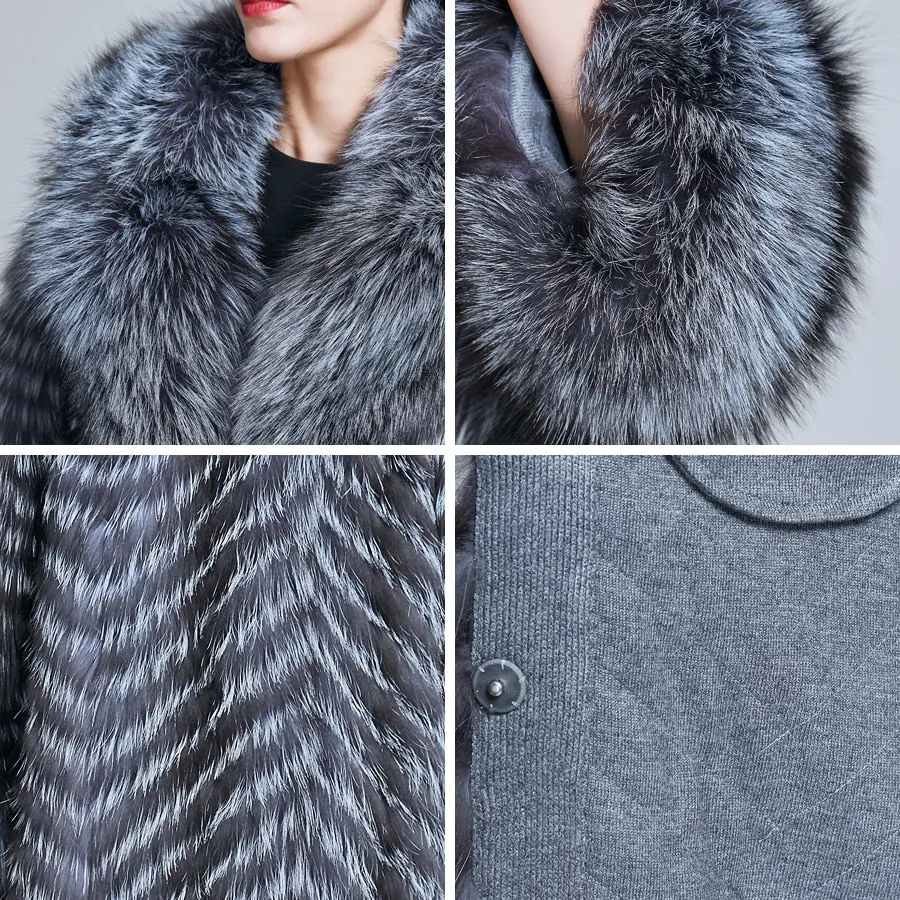 Genuine  Silver Fox Fur Coat