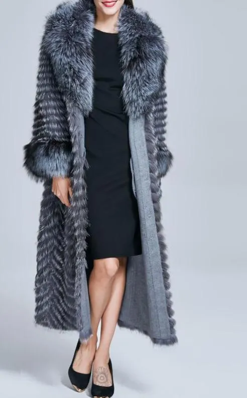 Genuine  Silver Fox Fur Coat
