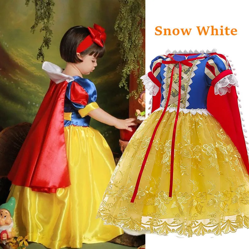 Girls' Children Shirt Snowyprincess Children's Dress with Shawl Princess Dress Performance Gauze Dress