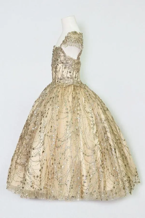 Girls Glitter Cap Sleeve Ball Gown by Calla KY226