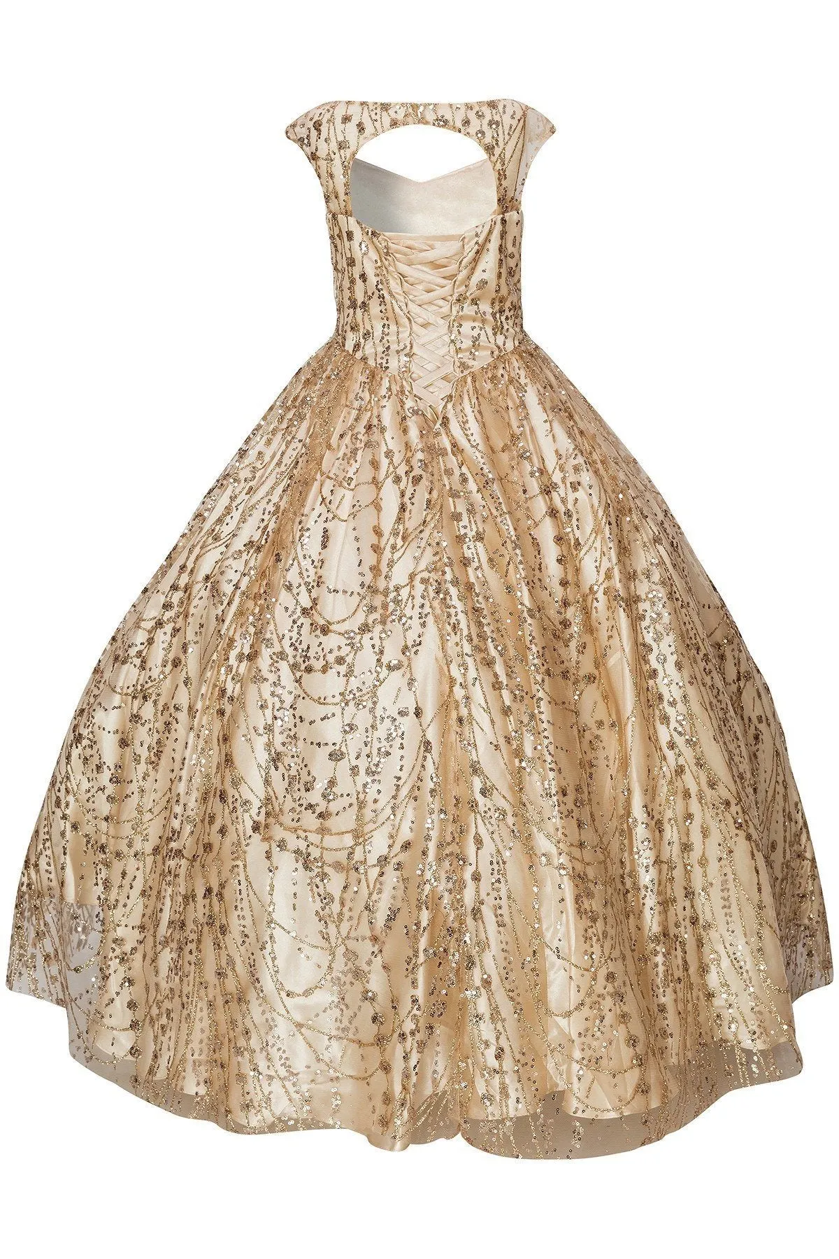 Girls Long Sleeveless Glitter Dress by Cinderella Couture 8007