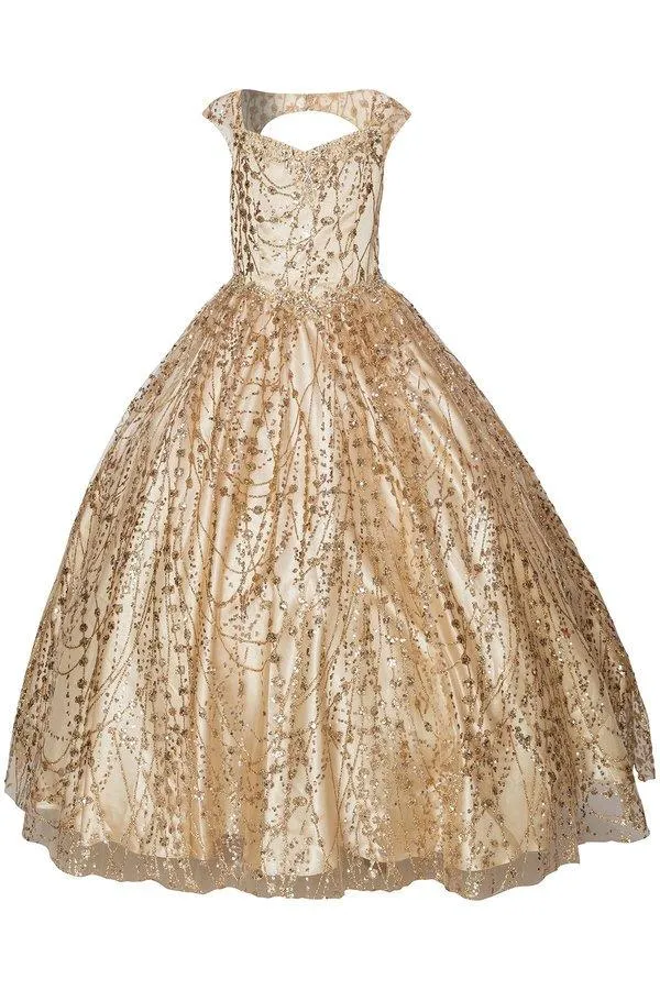 Girls Long Sleeveless Glitter Dress by Cinderella Couture 8007