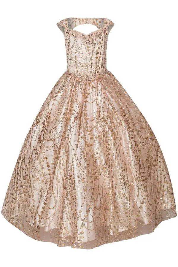 Girls Long Sleeveless Glitter Dress by Cinderella Couture 8007