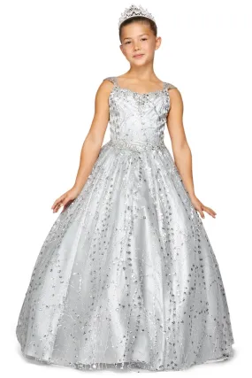 Girls Long Sleeveless Glitter Dress by Cinderella Couture 8007