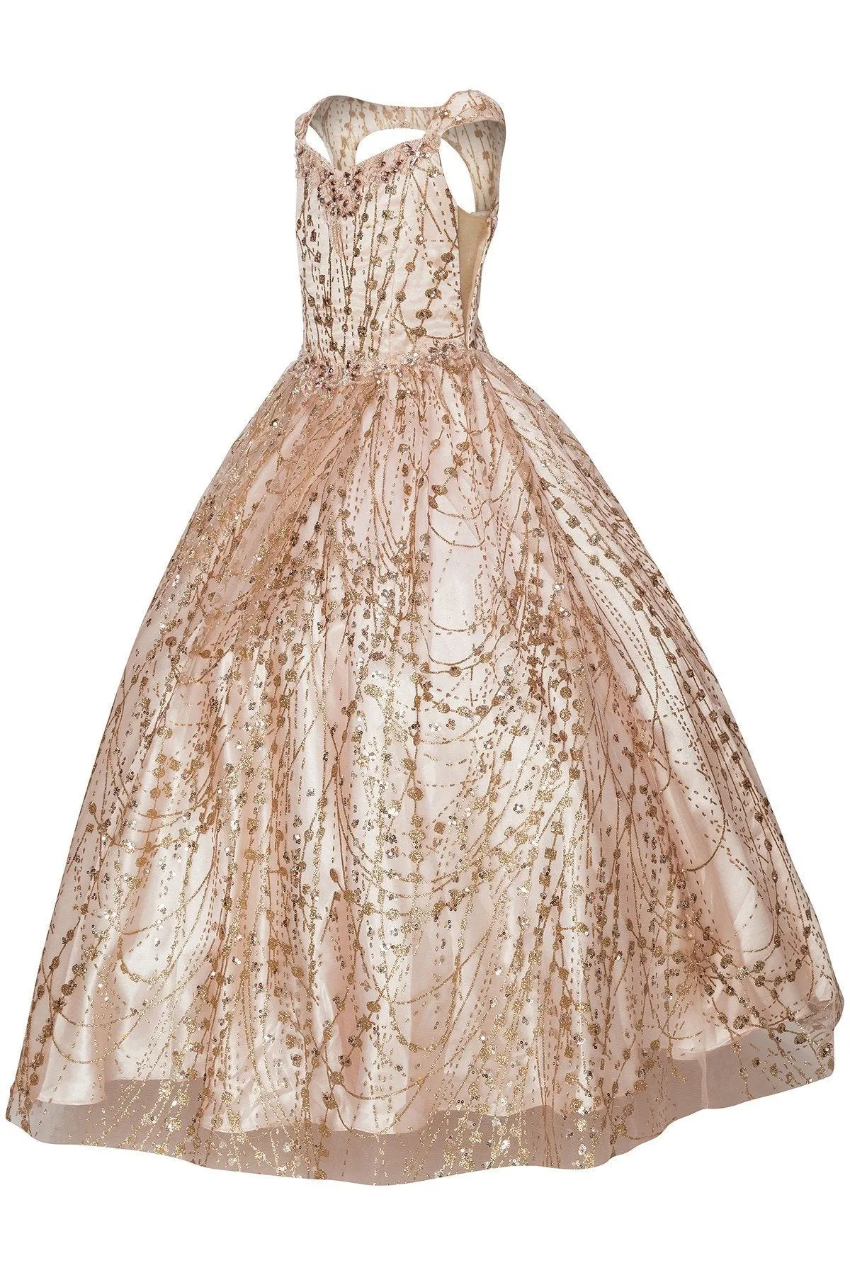 Girls Long Sleeveless Glitter Dress by Cinderella Couture 8007