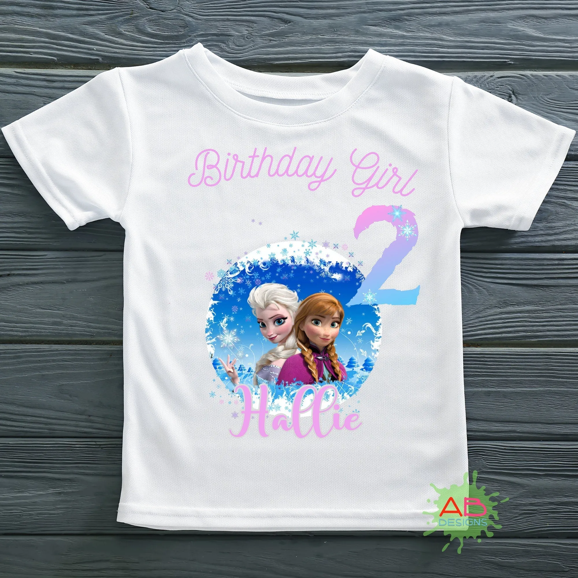 Girls' Personalised Elsa and Anna Birthday T-shirt  - any name and age