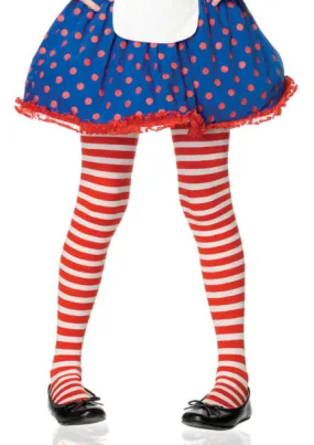 Girl's Stripe Tights Red / White