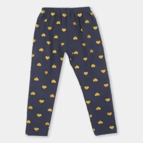 Girls Tights Printed Heart - Navy