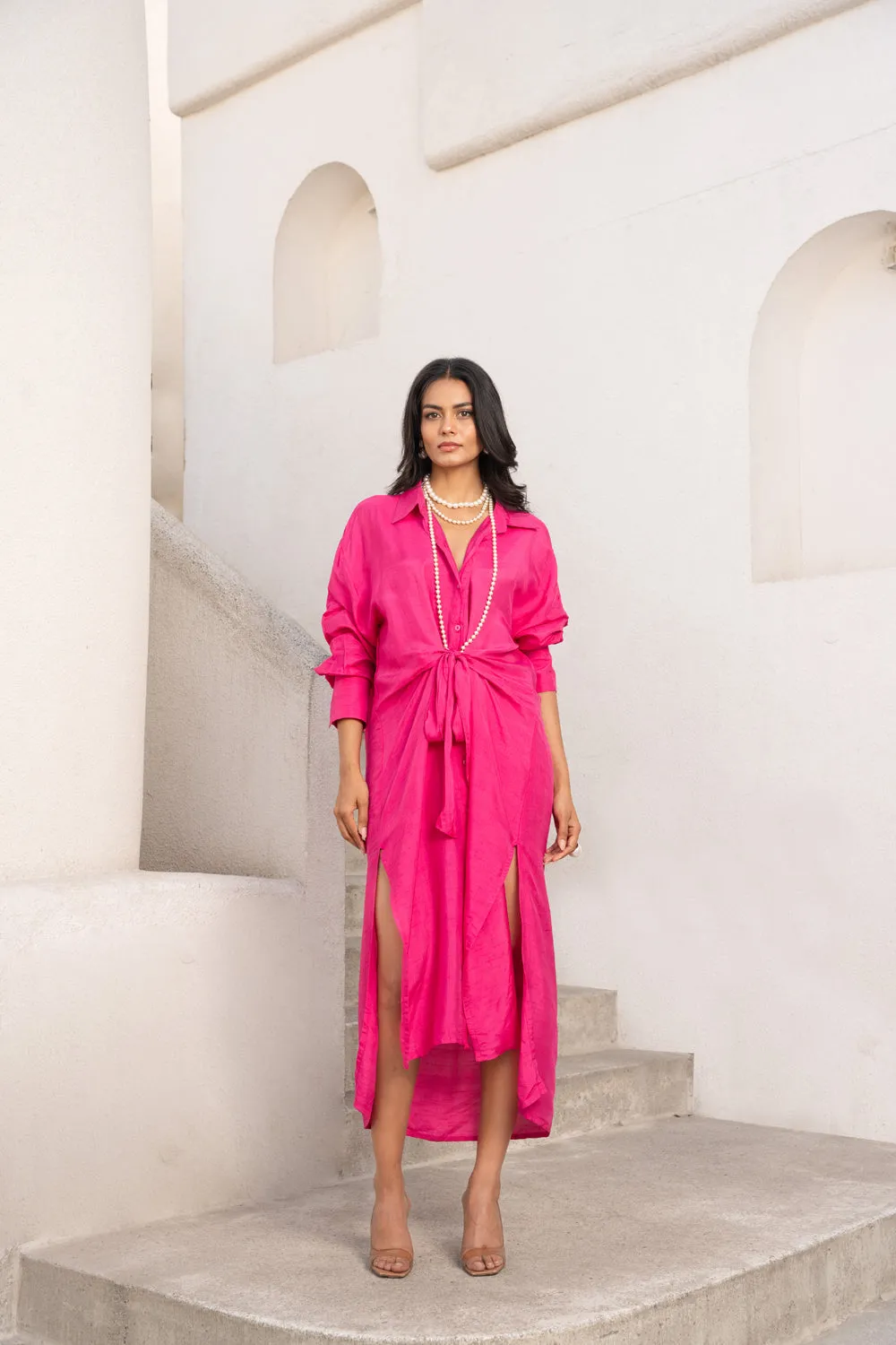 Gulbahar Tie-Up Shirt Dress