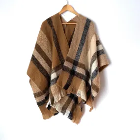 H&M Plaid Cape Shawl-Size OS
