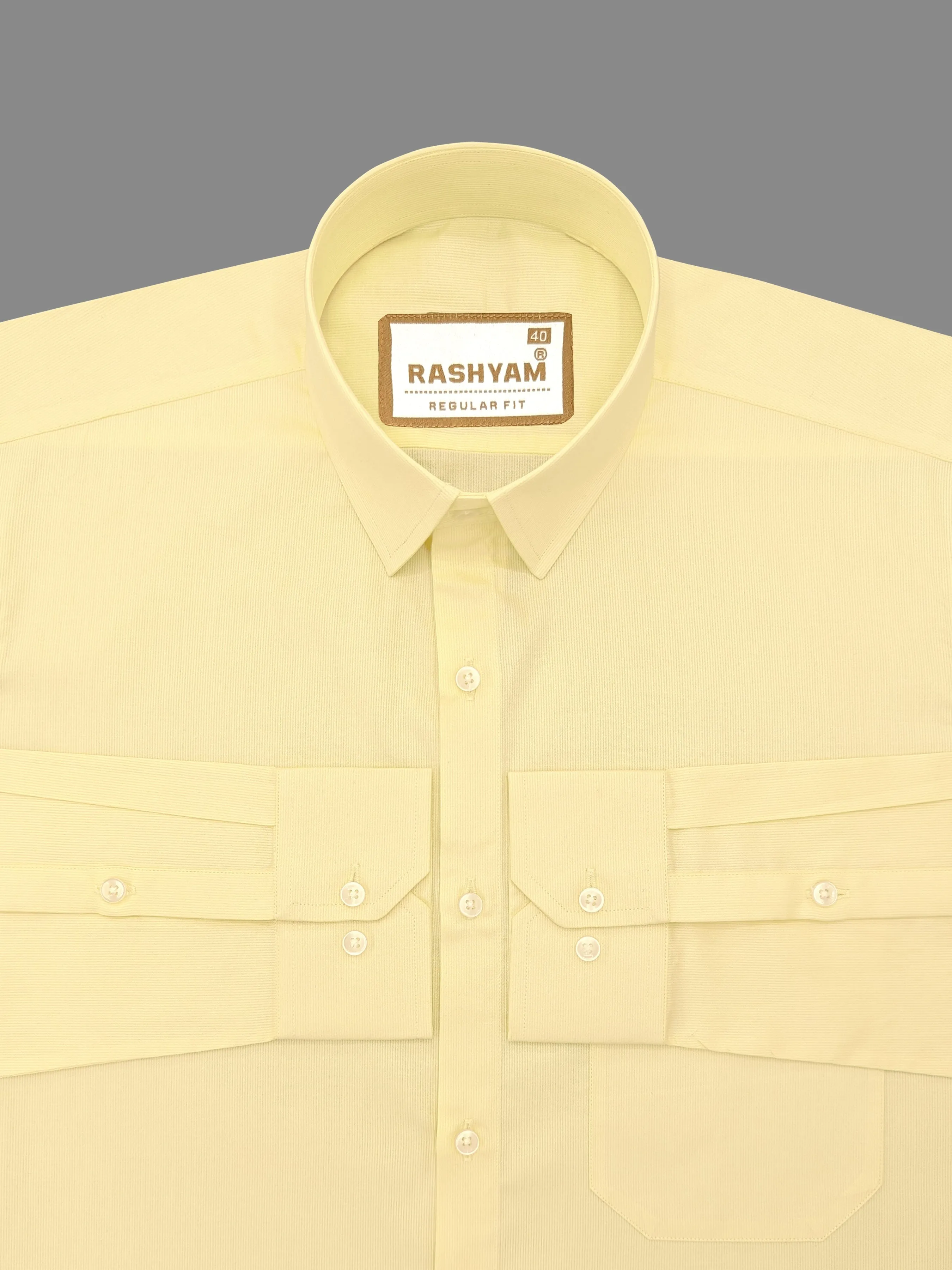 Hampton Lemon Yellow Stripe Premium Cotton Men's Formal Shirt