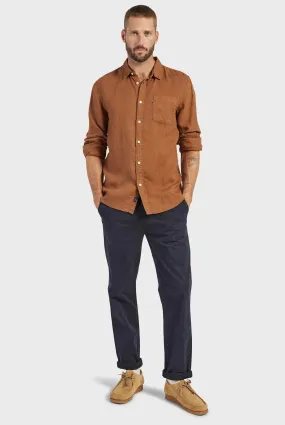 Hampton Linen Shirt in Gingerbread