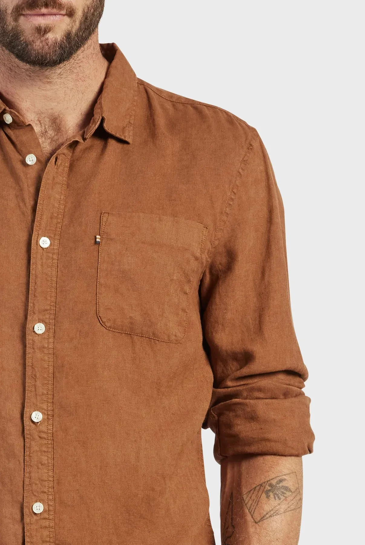 Hampton Linen Shirt in Gingerbread