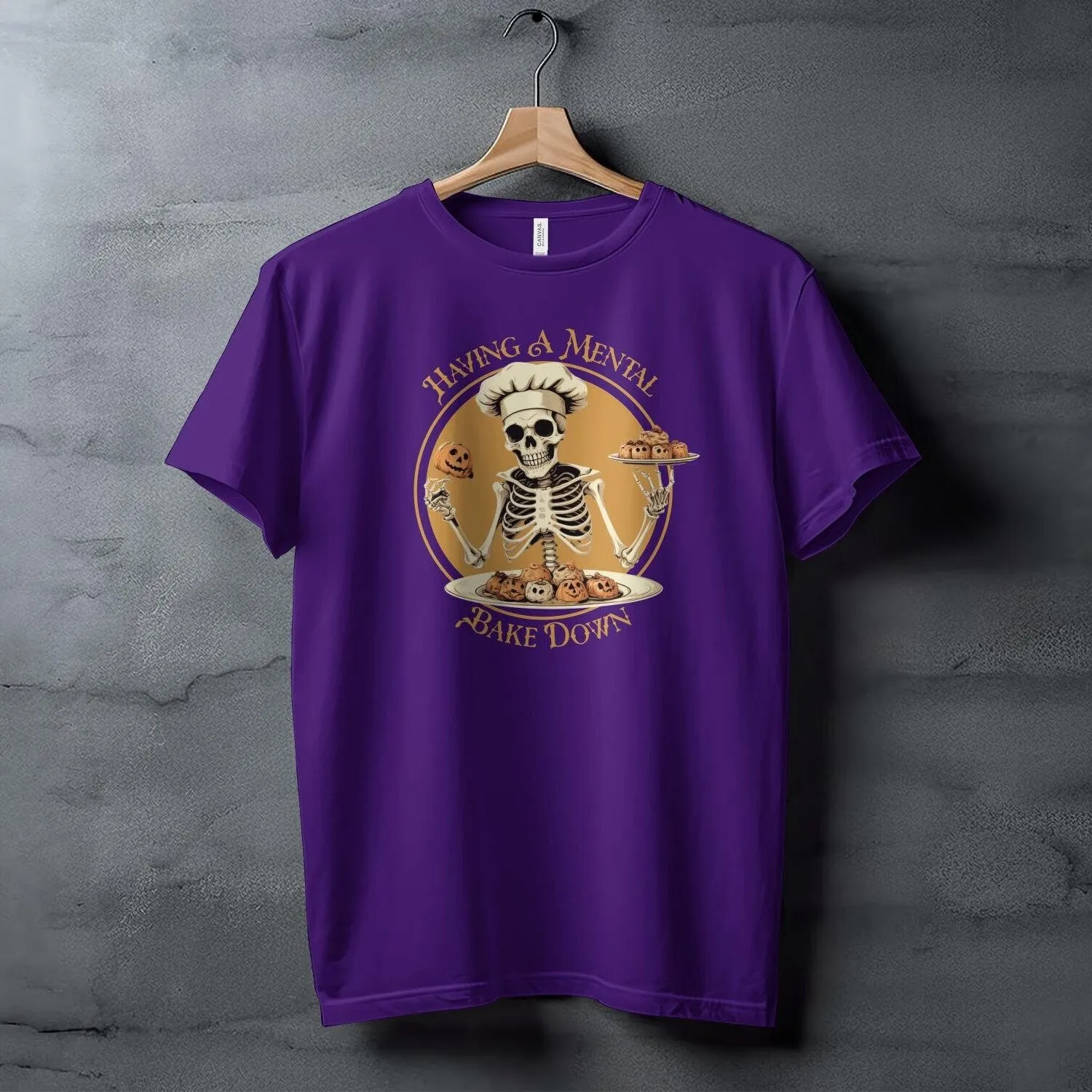 Having A Mental Bake Down Skeleton Halloween T-Shirt, Funny Halloween Skeleton Baking Tee, Quirky Halloween Graphic Tee Shirt
