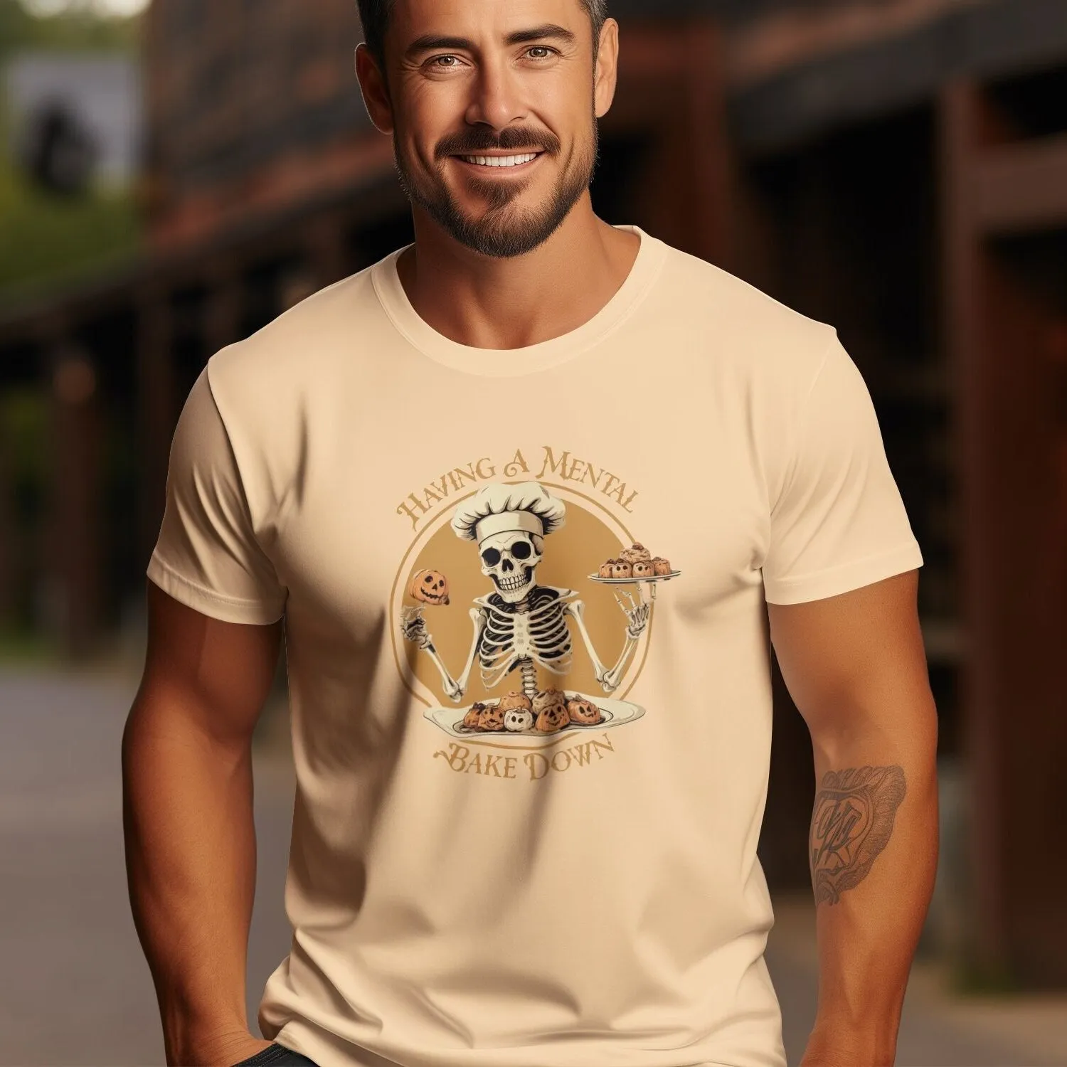 Having A Mental Bake Down Skeleton Halloween T-Shirt, Funny Halloween Skeleton Baking Tee, Quirky Halloween Graphic Tee Shirt
