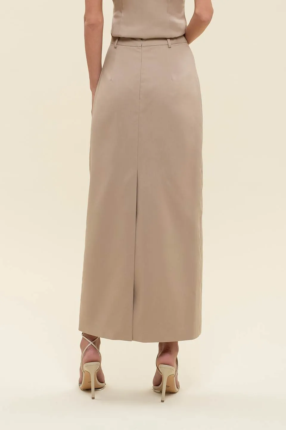 HIGH WAIST BACK SLIT PENCIL MAXI SKIRT