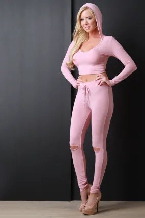 High Waist Slit Knee Leggings