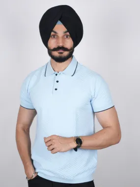 Icy Blue Knitted Polo